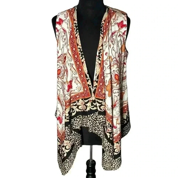 Chico’s Open Front Paisley Print Sleeveless Vest Size 0 - Picture 1 of 5